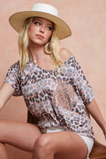 BiBi Leopard Stripe Printed Jersey T-Shirt