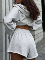 Zip Up Long Sleeve Outerwear and Shorts Set