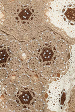 POL Floral Weave Pattern Crochet Cropped Top with Beads Detail