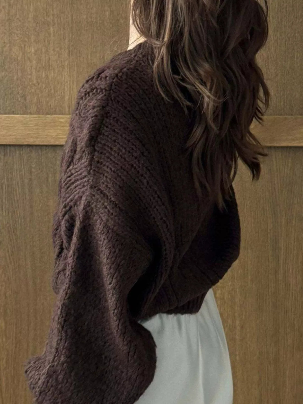 Cable Knit Button-Down Cardigan