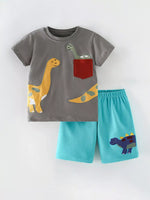 Children's Dinosaur Applique T-Shirt and Shorts Set