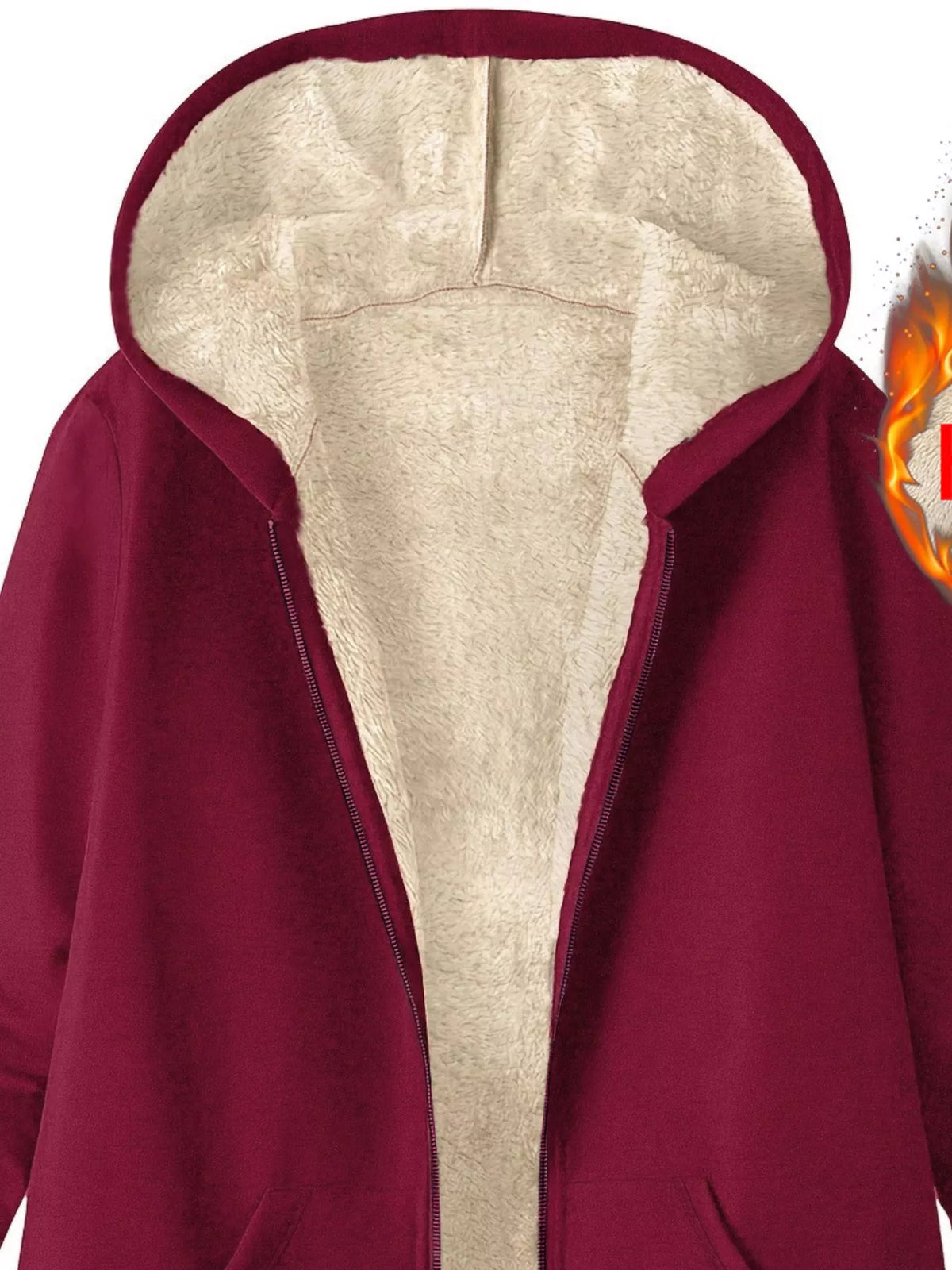Fleece-Lined Zip Up Hooded Outerwear