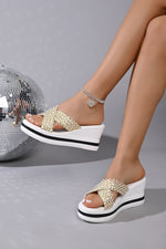 Woven Strap Wedge Sandals