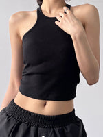 Ribbed Round Neck Crop Tank Top - Ladyez