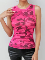 Camouflage Round Neck Tank Top - Ladyez