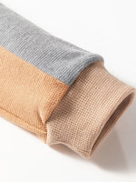 Color Block Thermal Textured Knit Drop Shoulder Henley Top