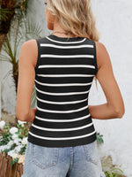 Striped Round Neck Tank - Ladyez