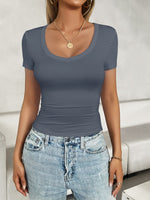 Devine Scoop Neck Short Sleeve T-Shirt - Ladyez