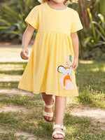 Children's Round Neck Cartoon Polka Dot Dress