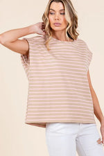 Lime 'N' Chili Striped Muscle Sleeve Top