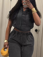 Hooded Crop Top and Shorts Set