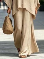 Full Size Batwing Sleeve Top and Wide-Leg Pants Set Plus Size