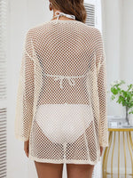 Openwork V-Neck Slit Cover-Up - Ladyez