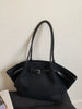 Solid Color Buckle Tote Bag