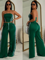Sleeveless Tube Top and Wide Leg Pants Set