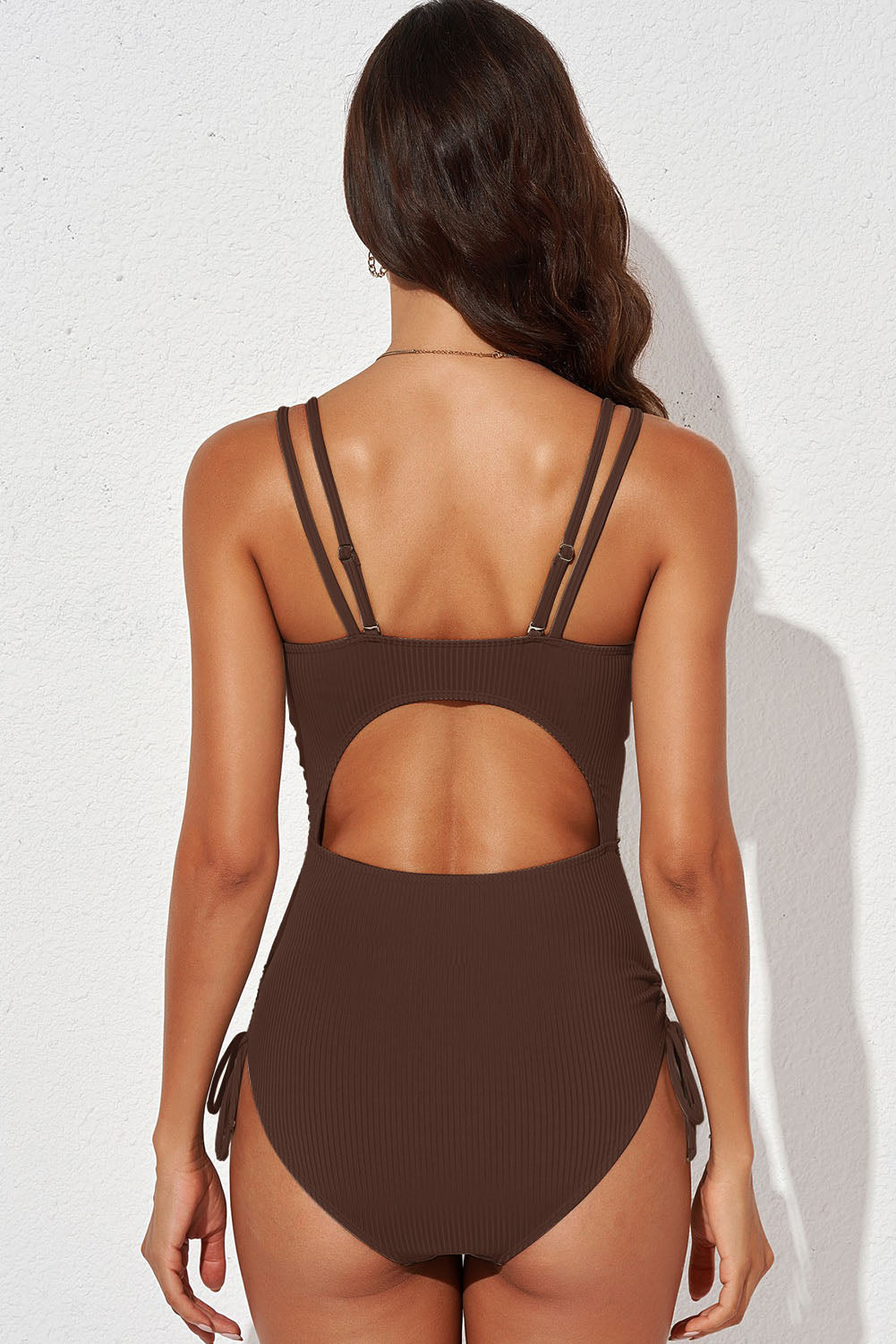 Tied Cutout Plunge One-Piece Swimsuit - Ladyez