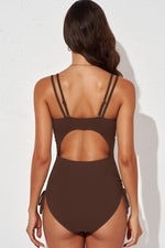 Tied Cutout Plunge One-Piece Swimsuit - Ladyez