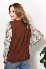 And The WhyFull Size Foil Printed Sleeve Top