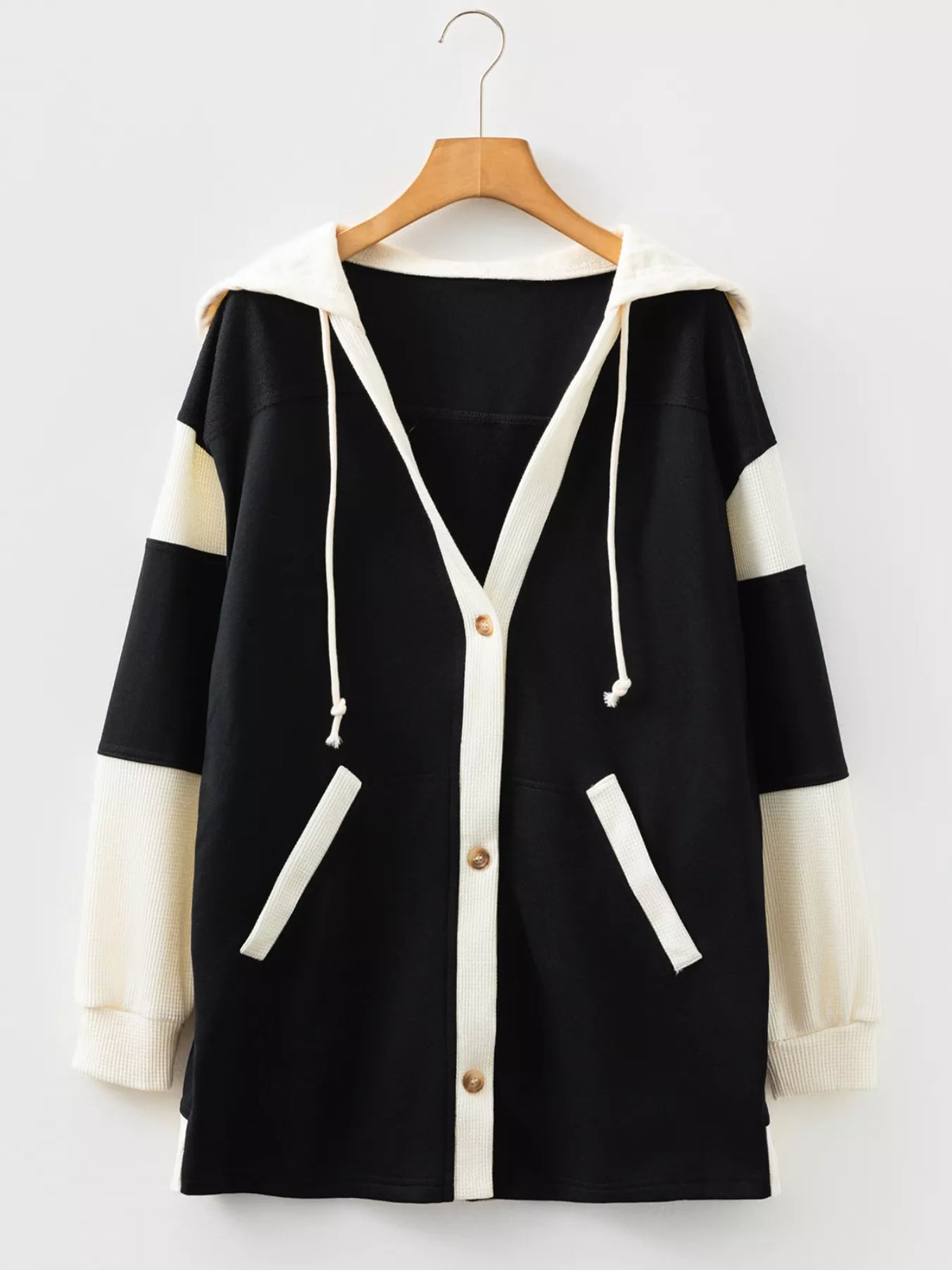 Button-Down Color Block Hoodie