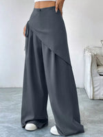 Wrap-Front Wide-Leg Pants