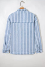 Stripe Boyfriend Chest Pocket Classic Denim Shacket
