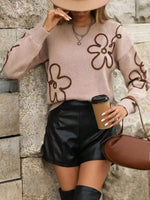 Flower Dropped Shoulder Sweater