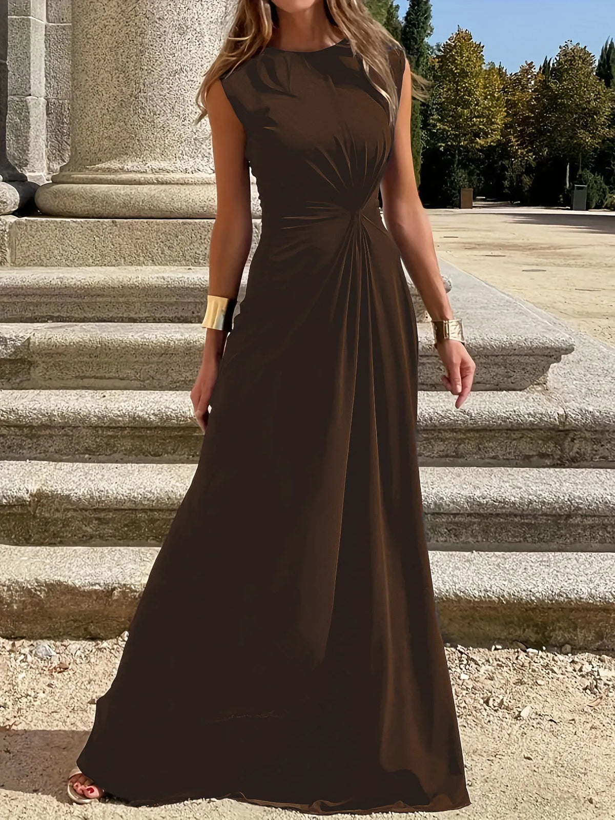 Round Neck Sleeveless Maxi Dress - Ladyez