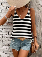 Striped V-Neck Tank