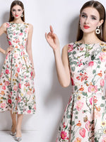 Floral Print Sleeveless Midi Dress