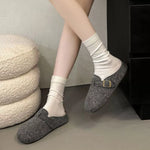 Buckle Decor Round Toe Slippers