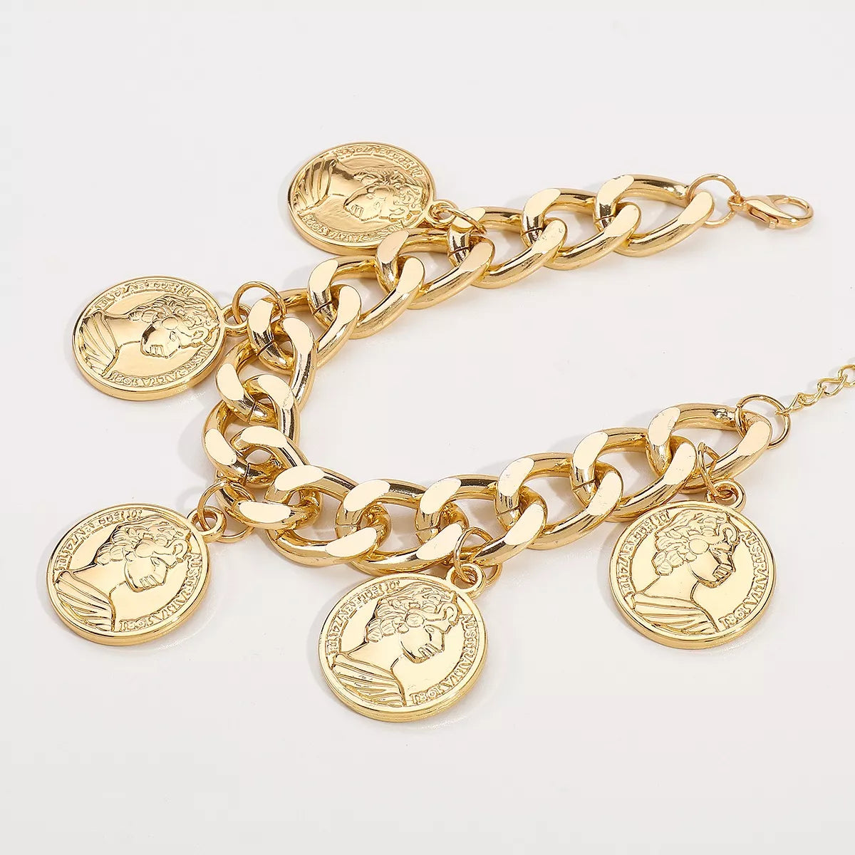 18K Gold-Plated Coin Charm Bracelet