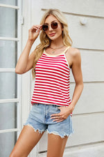 Contrast Striped Round Neck Cami