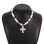 Pearl & Cross Pendant Necklace