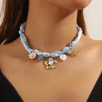 Ribbon Flower Charm Necklace