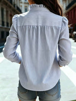 Frill Striped Button Up Shirt