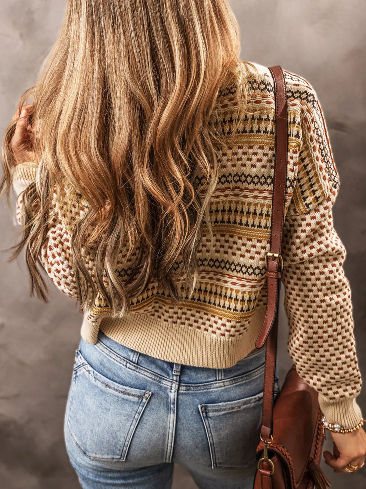 Vintage Patterned Button-Down Cardigan