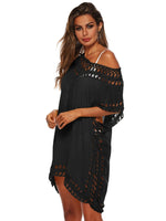 Bohemian Crochet Trim Beach Cover Up Dress - Ladyez