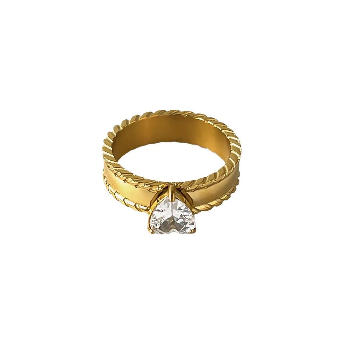 18K Gold-Plated Heart Zircon Ring - Ladyez