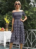 Off Shoulder Floral Slit Dress