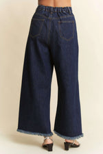 Davi & Dani Patch Pocket Wide Leg Culotte Jeans - Ladyez