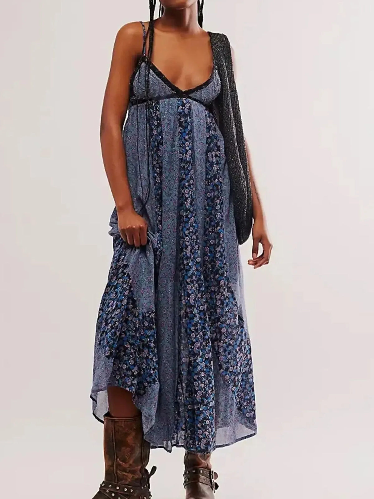Floral V-Neck Maxi Cami Dress - Ladyez