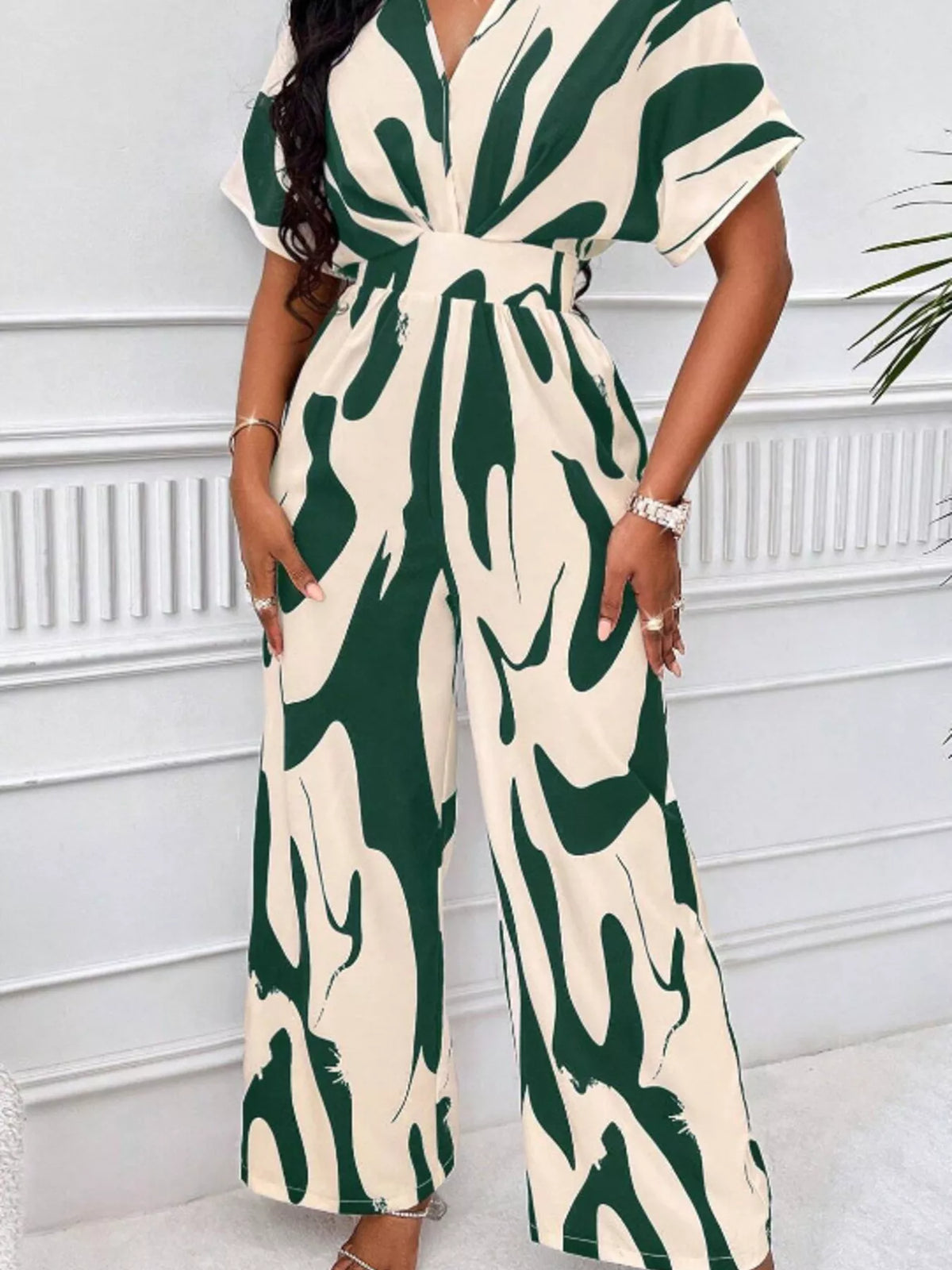 Abstract Print Wide-Leg Jumpsuit