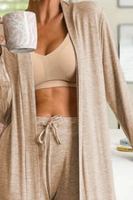 Open Front Long Sleeve Cardigan and Pants Lounge Set - Ladyez
