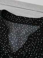 Polka Dot Notched Ruffled Cap Sleeve Blouse
