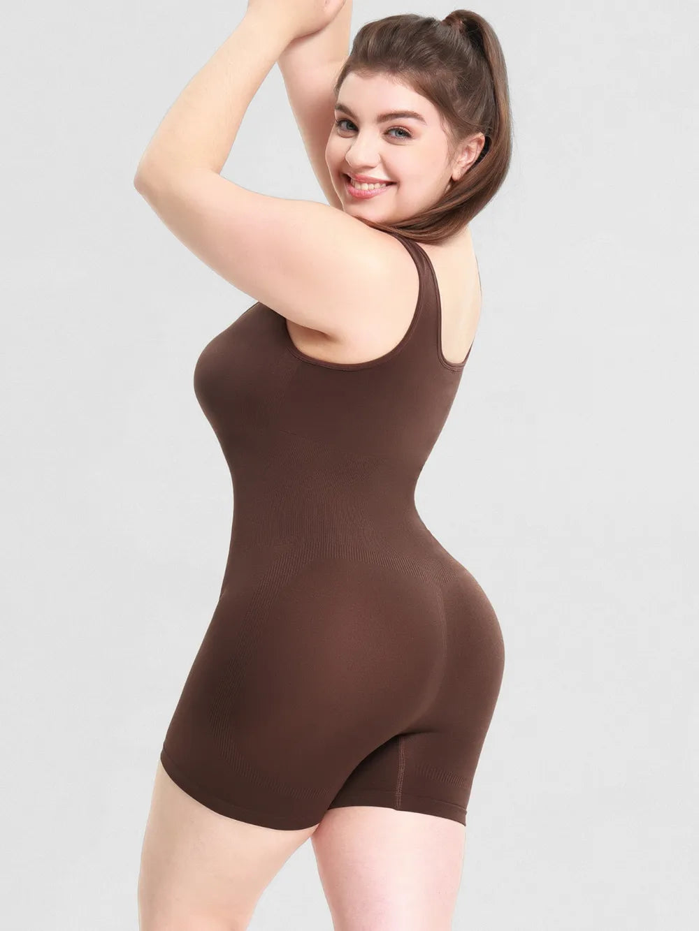 Scoop Neck Wide Strap Shaping Romper - Ladyez
