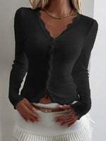 Lace Trim Long Sleeve Top