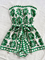 Strapless Tie Waist Romper