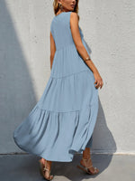 FAM-FAM Tiered V-Neck Sleeveless Dress - Ladyez