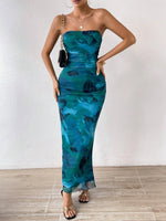 Printed Side Slit Tube Dress - Ladyez