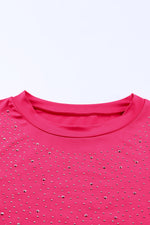 Rhinestone Round Neck Long Sleeve Bodysuit - Ladyez